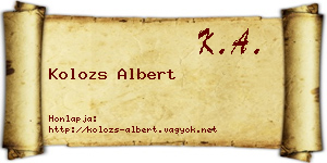 Kolozs Albert névjegykártya