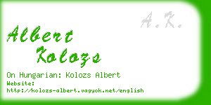 albert kolozs business card